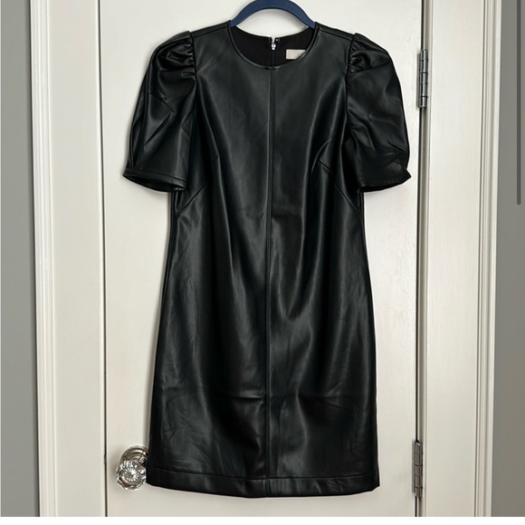 Loft Faux Leather Puff Sleeve Dress - Picture 3 of 3